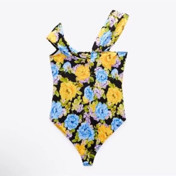 "NWT" Zara Printed Floral With Knot Bodysuit‎ Size Medium - Picture 2 of 11